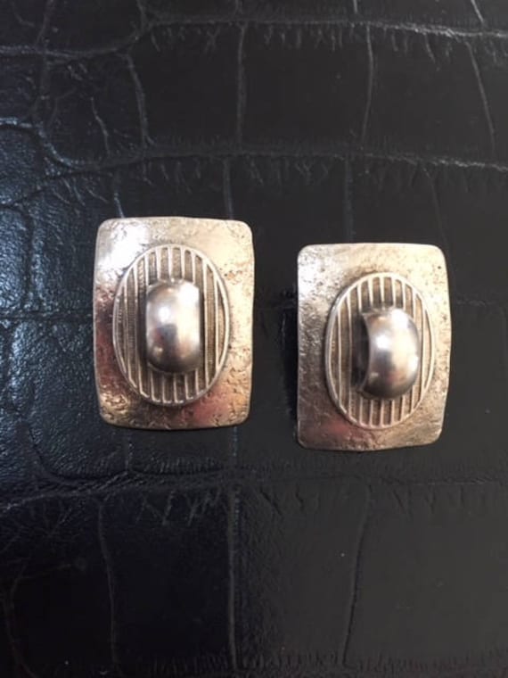 Rectangular Silverplate Clip Earrings - image 1