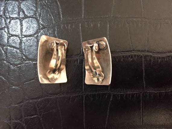 Rectangular Silverplate Clip Earrings - image 4