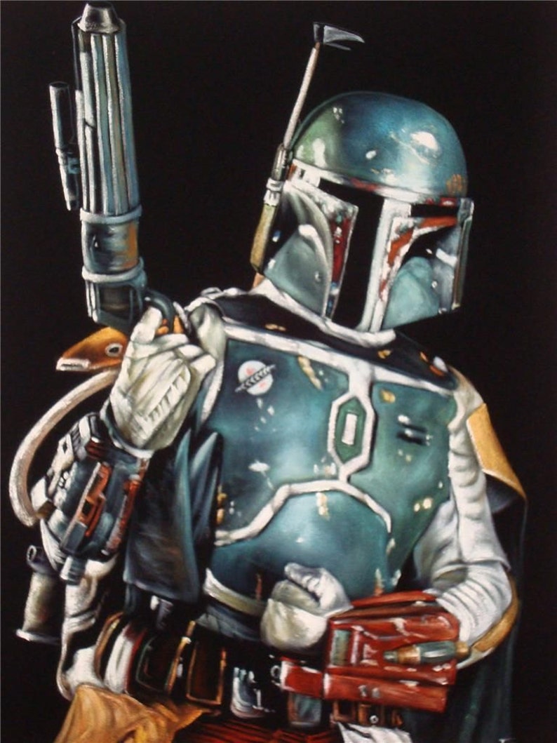 Star Wars Chasseur De Prime Boba Fett Star wars Boba fett chasseur de primes velours noir peinture à | Etsy