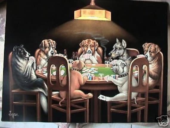 dogs playing poker velvet painting