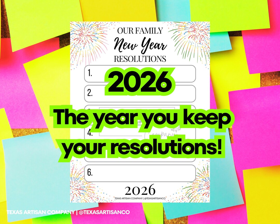 Family New Year Resolutions 2026 Printable List (PDF Download) - Etsy