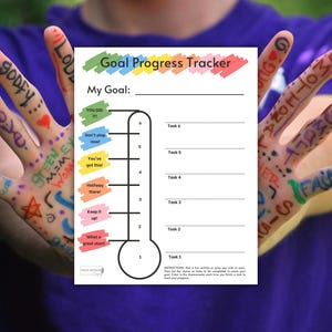 Seguimiento del progreso de objetivos para niños: descarga instantánea en formato PDF, cuadro de recompensas para niños, seguimiento del progreso con termómetro, impresión en casa, motivación para sus hijos
