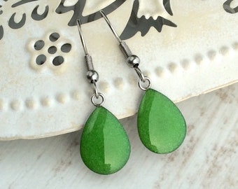 Lime Green Earrings, Teardrop Earrings, Sterling Silver Earrings, Summer Earrings, Bright Earrings, Green Wedding, Bridesmaid Gift