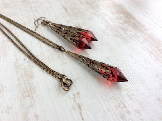 Art Deco Necklace. Art Deco Earrings. Art Deco Set. Valentines Gift. Elegant Victorian Earrings. Jewellery Set. Necklace Earrings Set