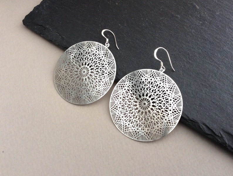 Mandala Earrings Silver Filigree Earrings Boho Earrings - Etsy