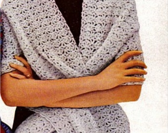 Marvelous Crochet Lace Shawl Pattern Wilshire Retyped Large Print Pattern PDF # st86-9