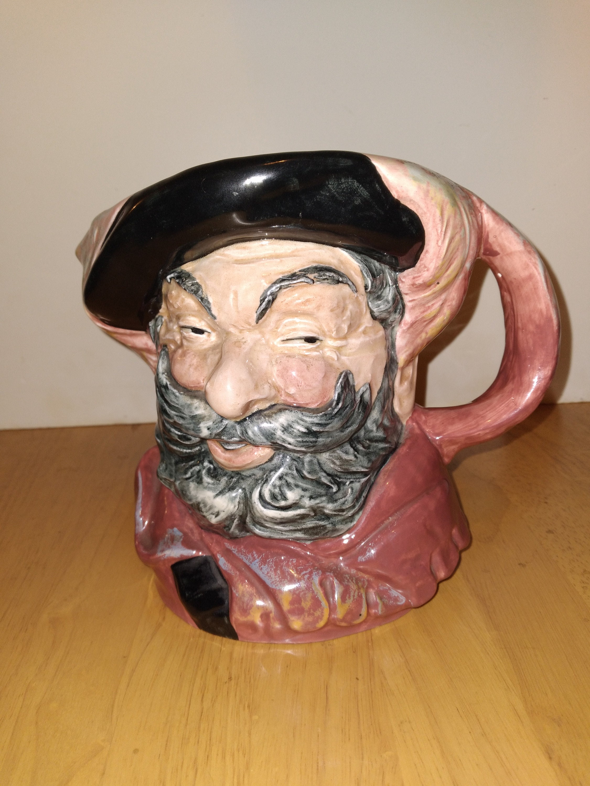 Rare short hat pearlware Toby jug with monogram "TB"