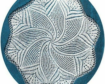 Lacy Knitted Pinwheel Doily Pattern Retyped Large Print Pattern PDF # st124-5