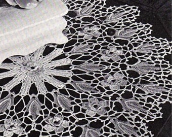 Wild Rose Crochet  Doily Pattern Retyped Large Print Pattern PDF # cc258-d-213