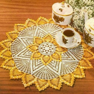 2 Color Crochet Pineapple Doily Pattern Retyped Large Print Pattern PDF # ST120-8