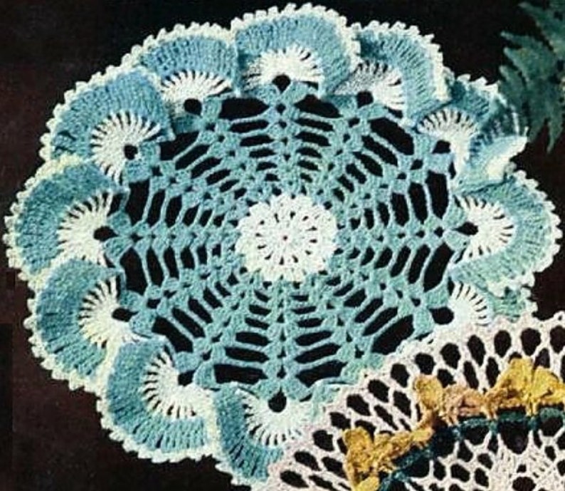 Beautiful Crochet Sea Shell Ruffle Doily Pattern Retyped Large Print Pattern PDF ST143-6 image 1