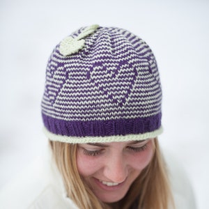 Hat Knitting Pattern PDF, Knitted Hat Pattern, Heart Hat Pattern, Young at Heart Hat Pattern
