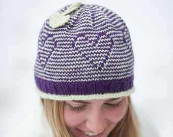 Hat Knitting Pattern PDF, Knitted Hat Pattern, Heart Hat Pattern, Young at Heart Hat Pattern