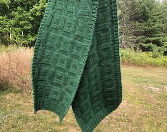 Reversible Scarf Knitting Pattern PDF, Reversible Knit Scarf Pattern, Men's knit scarf pattern, easy knit pattern, Square Deal Scarf Pattern