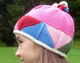 Modular Hat Knitting Pattern, PDF, Knitted Triangles Hat Pattern, Knit Modular Hat Pattern, Fun With Triangles Hat Knitting Pattern