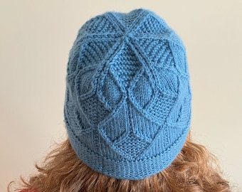 Knitted Hat, knitting pattern PDF, Women, Men, Kids, Knitting Pattern, Cable Hat Knitting Pattern, Diamond Days Hat Knitting Pattern