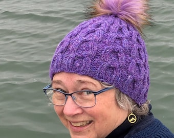 Knitted cable hat pattern, PDF knitting pattern, cables, kids hat, womans hat, mens hat, knit Winter hat pattern, Cobscook Bay Hat Pattern