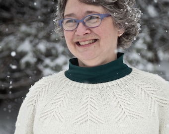 Seamless yoke pullover knitting pattern, pullover sweater pattern, knitted pullover pattern, topdown sweater pattern, Winter Woods Pullover