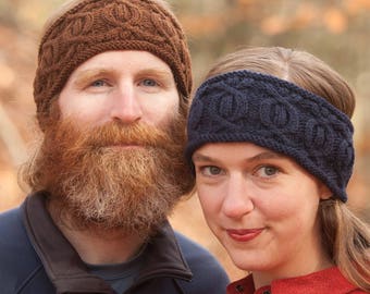 Cable Headband Knitting Pattern PDF, cable headband, mens headband pattern, womens headband pattern, cable headband, Triple Crowner Headband