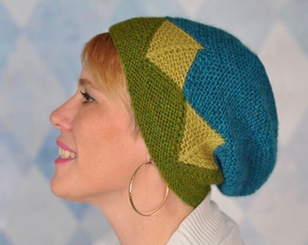 Knitted Modular Hat Pattern PDF, Modular Knit Hat Pattern, Garter Stitch Hat Knitting Pattern, Knit Garter Hat Pattern, Garter Geometry Hat