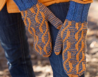 Knitted Mitten Pattern PDF, mitten knitting pattern, knit mitten pattern, women's mitten pattern,  knit mittens, Spiral Style Mitten Pattern