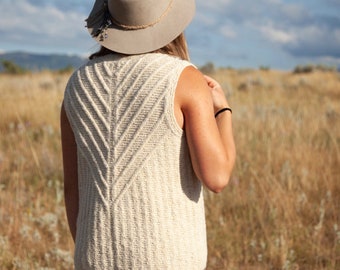 Knitted Vest Pattern PDF, Woman's Knit Vest with Cables, Cabled Vest Pattern, Vest Knitting Pattern, Cable Pattern, Venturer's Vest Pattern