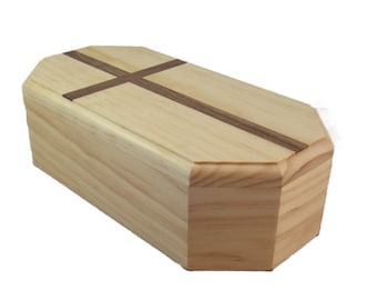 Premium pine urn with walnut cross.