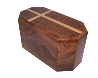 Premium walnut companion urn with maple cross