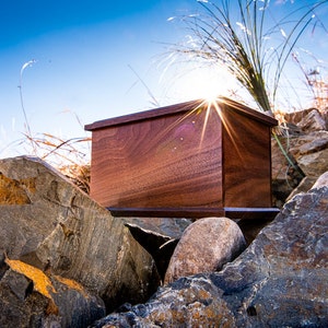 Medium Walnut Cremation Urn – Handmade with Lacquer Finish, 60 lbs Capacity, Custom Engraving Available