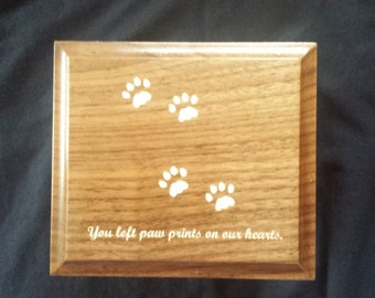 Engraved Cat Paw Print Walnut Keepsake cremation urn