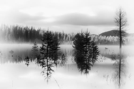 Enchanted (Metal Panel) long exposure photograph of Dry Lake with reflections on the water