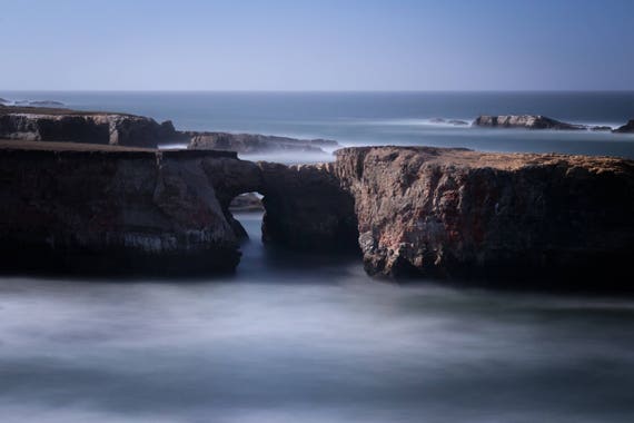 Keyhole rock arches Point Arena (Metal Panel) Northern California