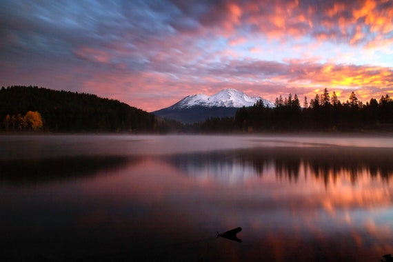 Calling Me (prints) Sunrise at Lake Siskiyou with Mt. Shasta in the background