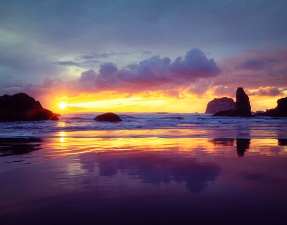 Sweet Dreams (Prints) long exposure beach photograph Bandon Oregon at sunset