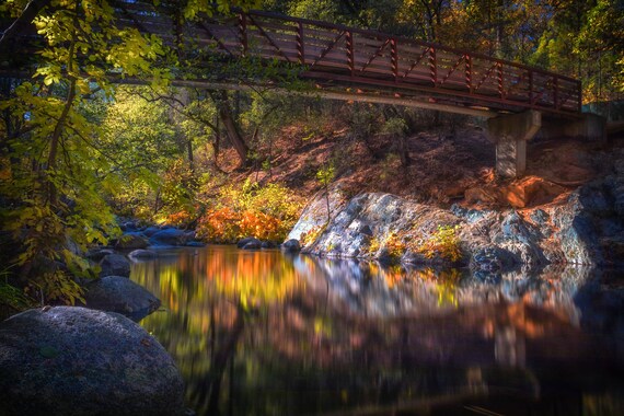 Escaping (Metal Panel) Brandy Creek long exposure fall colors reflections on the water