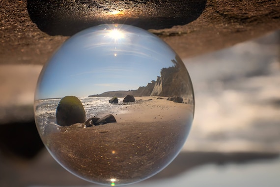 Beach Ball in color refraction photography Bowling Ball Beach (Metal Panel)