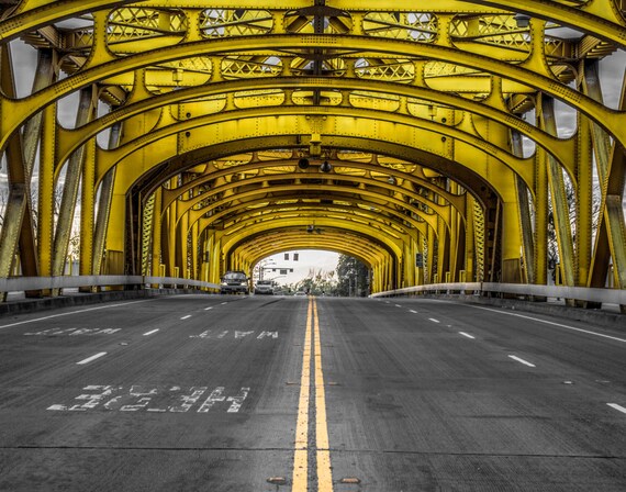 Double Yellow (Prints) Tower Bridge Sacramento California