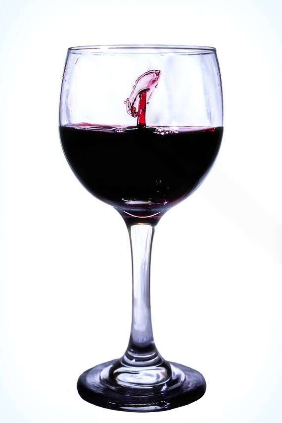 Seeing Fish (Metal Panel) wine drops collision in a glass of wine photograph