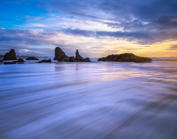 Fluid (Prints) long exposure beach photograph Bandon Oregon