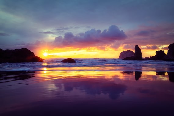 Sweet Dreams (CANVAS) long exposure beach photograph Bandon Oregon sunset