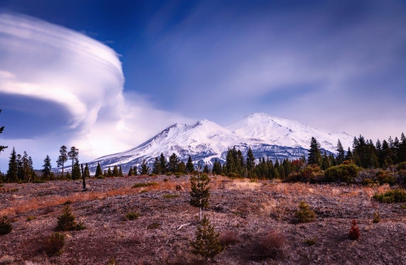 Lenticular Landing (CANVAS) Mount Shasta and a Lenticular Cloud