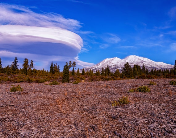 Lenticular Love (Prints) Mount Shasta with a Lenticular Cloud