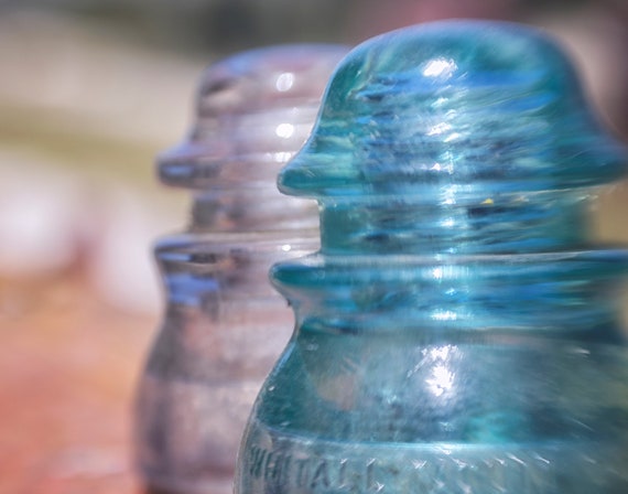 Insulator Portrait (Prints) old glass insulators photograph