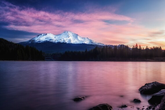 Sublime (Metal Panel) a sunrise with Mt. Shasta from Lake Siskiyou California