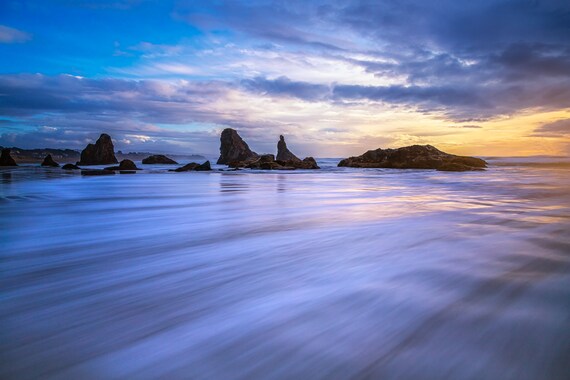 Fluid (CANVAS) long exposure beach photograph Bandon Oregon