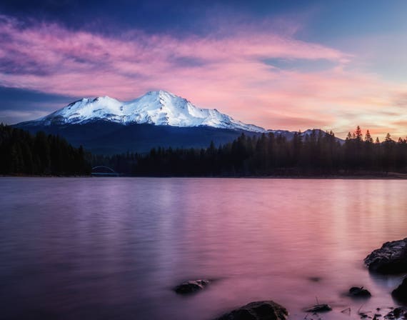 Sublime (Prints) a sunrise on Mt. Shasta from Lake Sisikyou Northern Califorina (prints)