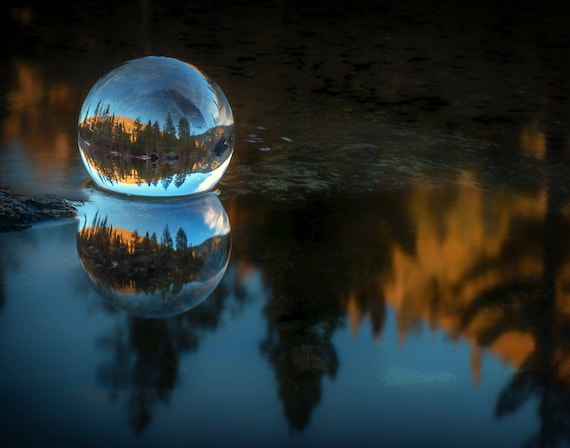 Refraction and Reflection Meet (prints) Castle Lake in a crystal ball Northern Califorina
