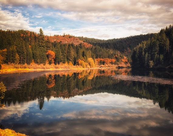 Pit Four Reflections (prints) Pit Four Reservoir along the Pit River in the Fall