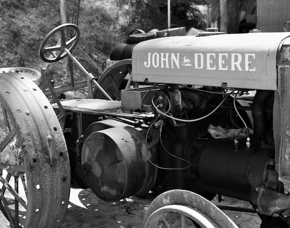 Black and White John Deere Tractor