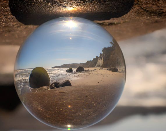 Beach Ball in color Bowling Ball Beach Northern California (Prints)